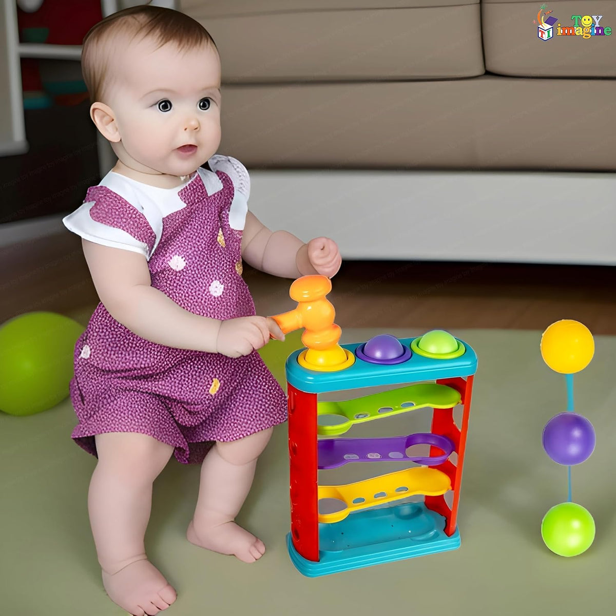 Toy Imagine 3-Layer Hammer Ball Toy for Kids Age 2-5