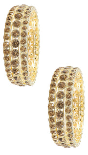 NMII Non-Precious Metal Base Metal with Zircon Gemstone Studded worked Glossy Finished Kada Set For Women and Girls