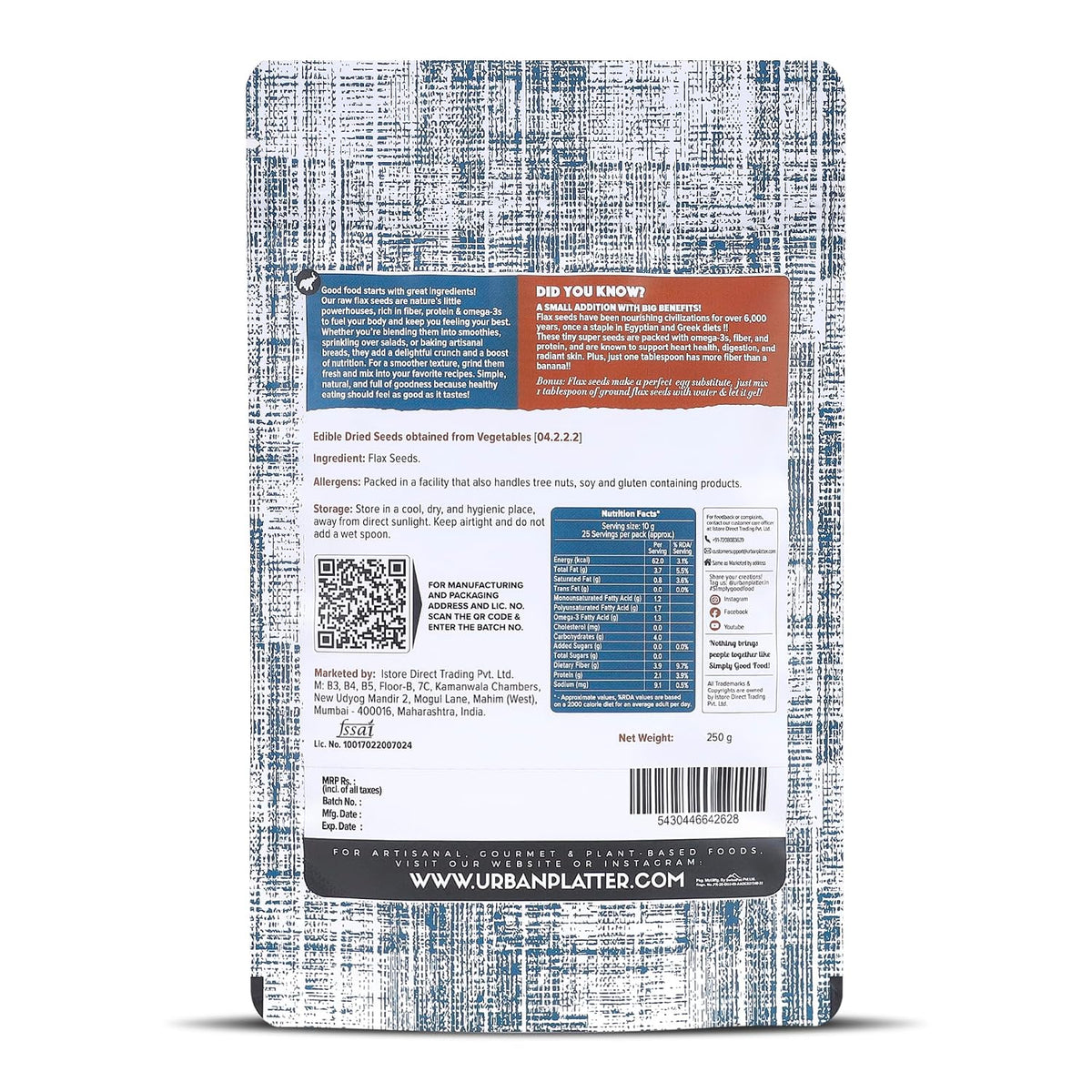 Urban Platter Flax Seeds, 250g (Alsi | Heart-Healthy | Protein and Fiber Rich | Use in salads | After meal Digestive)