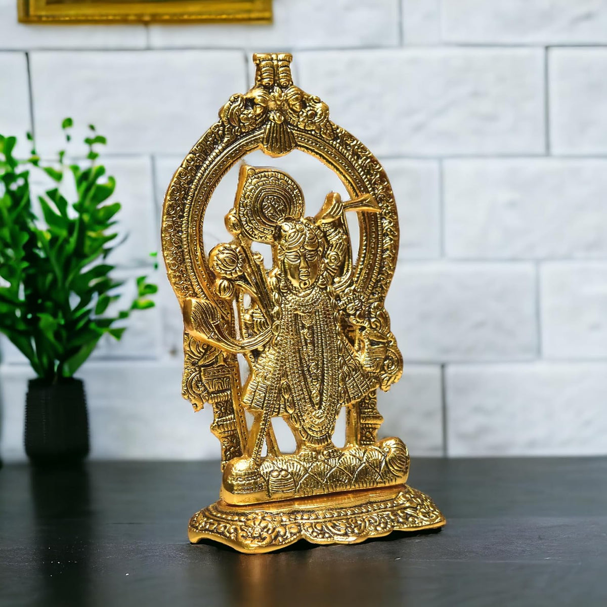 KridayKraft Aluminium Hindu God Sri Shrinathji Nathdwara Idol Sculpture Statue Murti,Dwarkadhish Idol for Puja