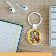 DIVINITI 24K Gold Plated Key Chain with Metallic Ring|Key Chains For Premium Gift All Vehicles Car Bike Scooty|Durable Key Ring For Men Women and Kids