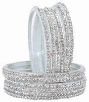 NMII Fancy Diamond Stone Glass Bangles Set For Women & Girls | Diamond Bangles | Bangles For Women Glass | Bangles For Wedding, Party, Function, Daily use | Chudi Set | Kanch ki Chudiyan- Set of 24
