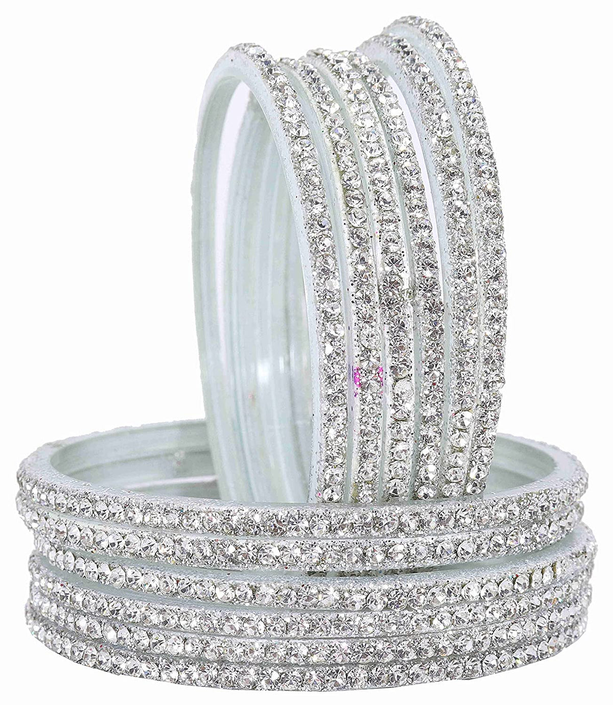 NMII Fancy Diamond Stone Glass Bangles Set For Women & Girls | Diamond Bangles | Bangles For Women Glass | Bangles For Wedding, Party, Function, Daily use | Chudi Set | Kanch ki Chudiyan- Set of 24