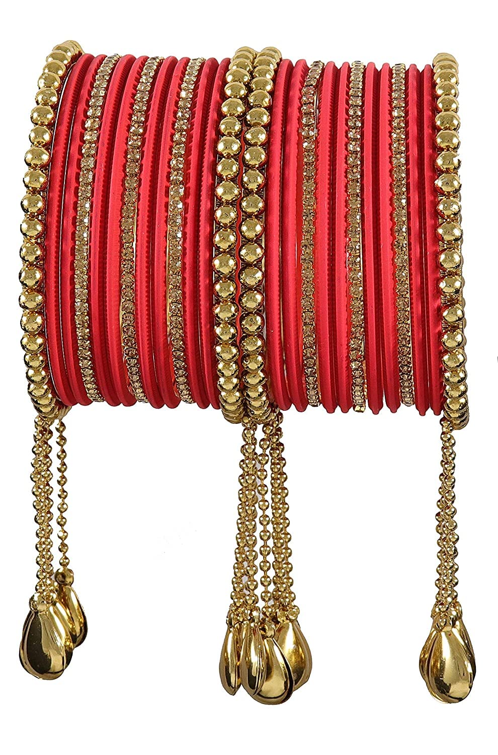 NMII Multi Colour Metal Bangles Combo Set for Women & Girls | Golden Polka Dots & Cutting Design | Plain Chudi Set | Daily Use Bangles