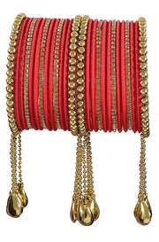 NMII Multi Colour Metal Bangles Combo Set for Women & Girls | Golden Polka Dots & Cutting Design | Plain Chudi Set | Daily Use Bangles