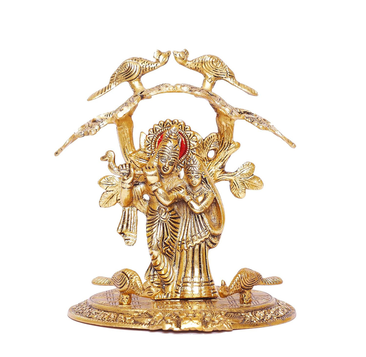KridayKraft Radha Krishna Standing Playing Flute Under Tree idol Metal Statue Gold Antique Finish for Pooja & Home,Office Decorative,Radha Krishna Murti Showpiece Figurines,Religious idol Gift Article...