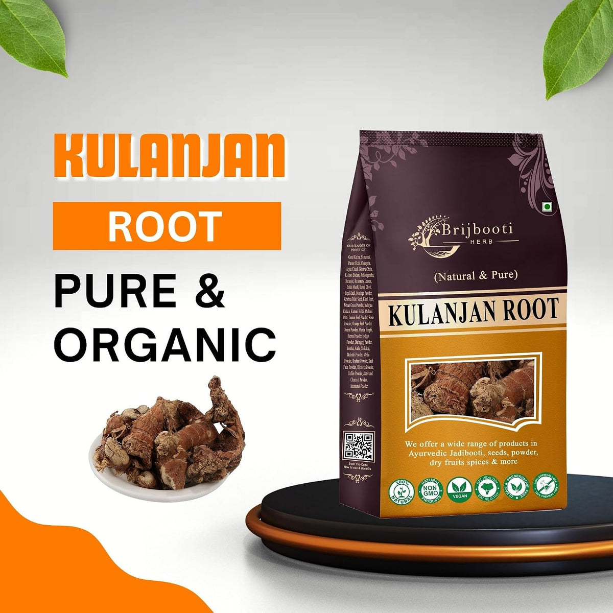 BrijBooti Kulanjan Root 400 Gr - Paan Jadd - Kulinjan - Alpinia Galanga Wild - Siamese Ginger - Thai Ginger