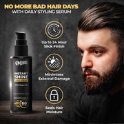 Beardo Instant Shine Hair Serum for Men – 50ml | Instant Shine & Anti-frizz with Argan Oil, Made for Men's Hair, Super Light-weight | Provides shine, smoothness and damage protection | Frizz-Free Hair Serum for Men