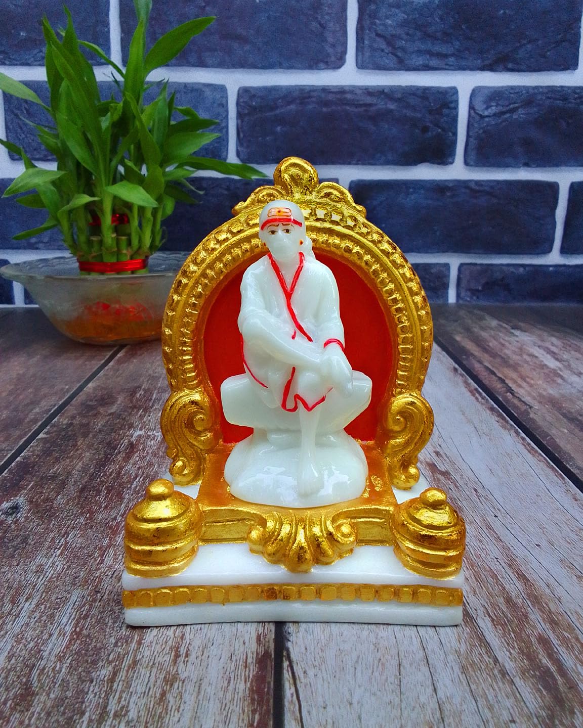 SHINDE EXPORTS Big Size White shirdi saibaba Marble Idol for Pooja Room Statue murti Home Murty 5 inches.