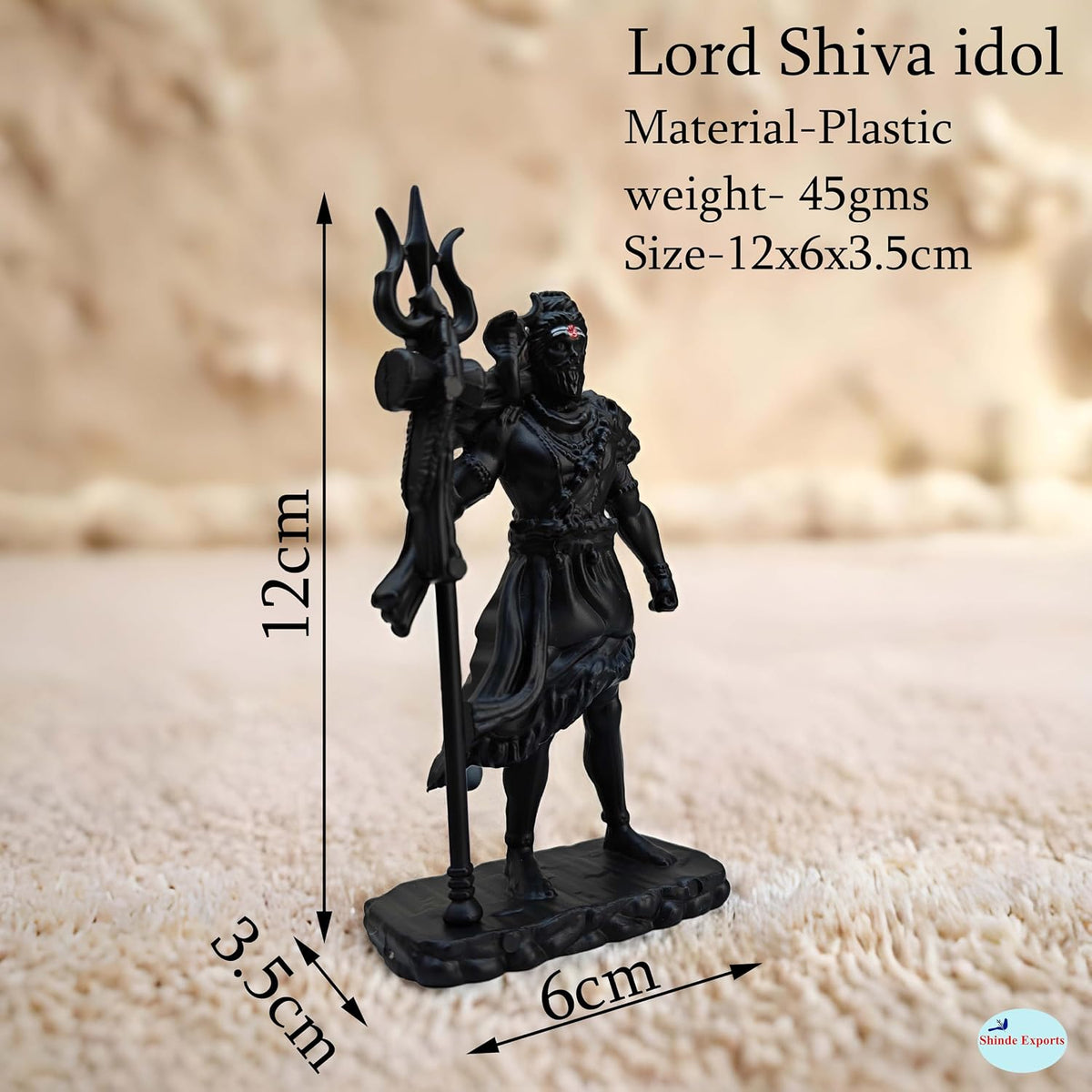 SHINDE EXPORTS Lord Shiva Plastic Idol for Car Dashboard, Pooja Room, Home Decor, Small Size 4.7 Inches, Mahadev Murti Bholenath Statue