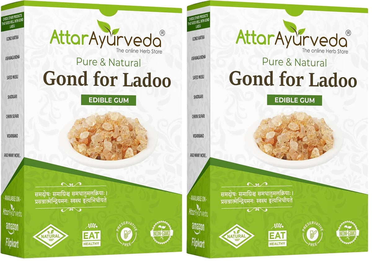 Attar Ayurveda Edible Gond for Laddu 250 grams | Babul Gond for Ladoo | Edible gum | 100% Natural, No Preservatives (250 grams) (Pack of 2)
