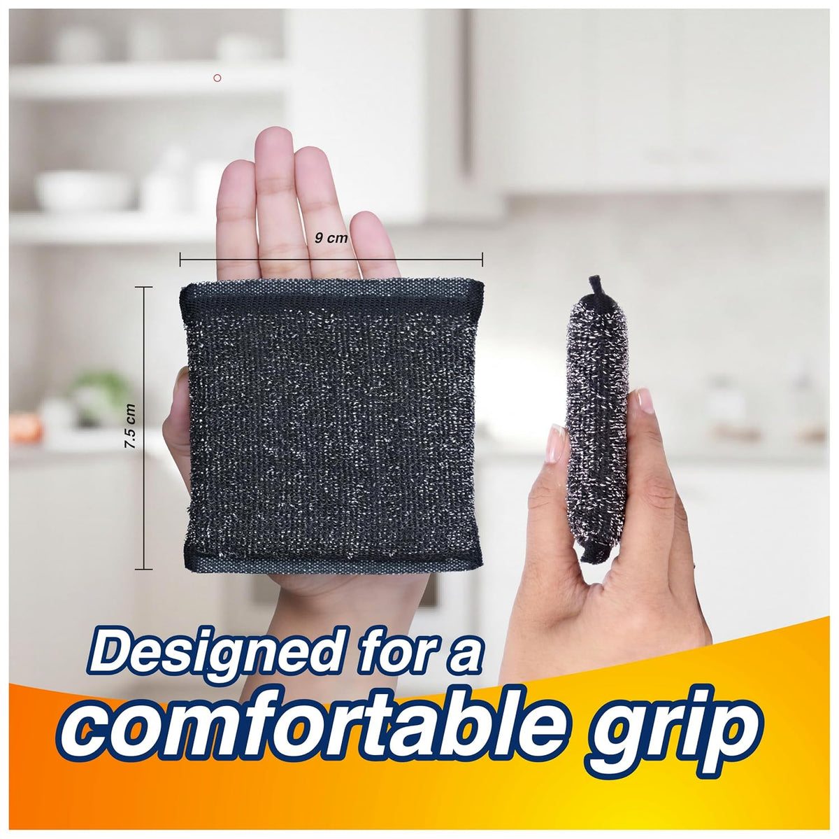 Gala Super Scrub Set – Made of Steel – Black – Pack of 6