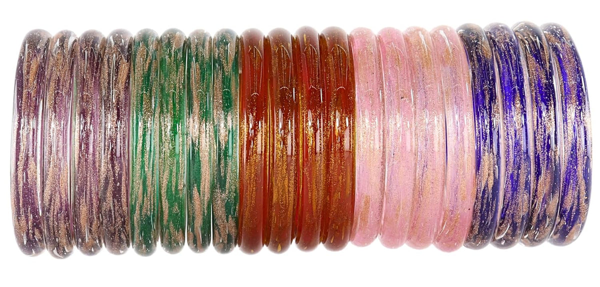 NMII Plain Multicolour Glass Kada Combo Set For Women And Girls With Sleek Finish | Simple Design Kada Set | Glass Kada Set For Women | Glass Bangles-Pack Of 20 Kada