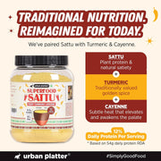 Urban Platter Turmeric Cayenne Superfood Sattu, 700g (High Protein & Fibre, Natural Coolant, Mid-Meal Drink, Traditional Plant Protein)