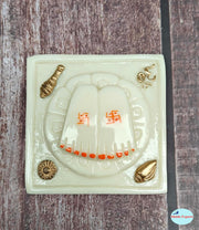 SHINDE EXPORTS Small Marble charan Kamal paduka for puja