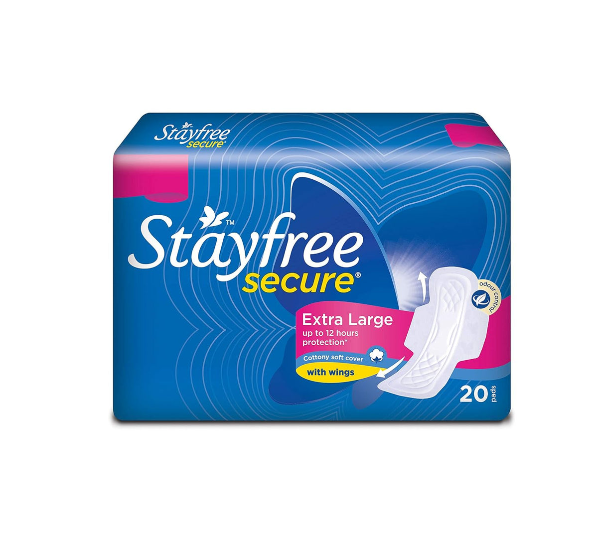 Stayfree Secure XL Cottony Sanitary Napkins with Wings, Extra Large (60 Count) & Secure XL Cottony Sanitary napkins with Wings (40 Count) Combo