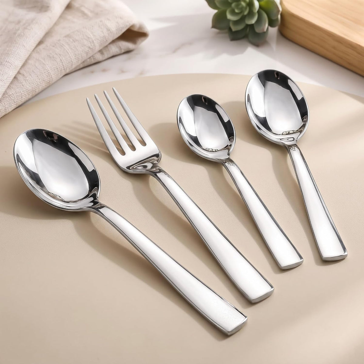 Parage 24 Pieces Premium Stainless Steel Cutlery Set for Home & Kitchen (Contains: 6 Table Spoons, 6 Forks, 6 Tea Spoons, 6 Dinner Spoons), Luxury Dining Tableware Gift for House Warming, Silver