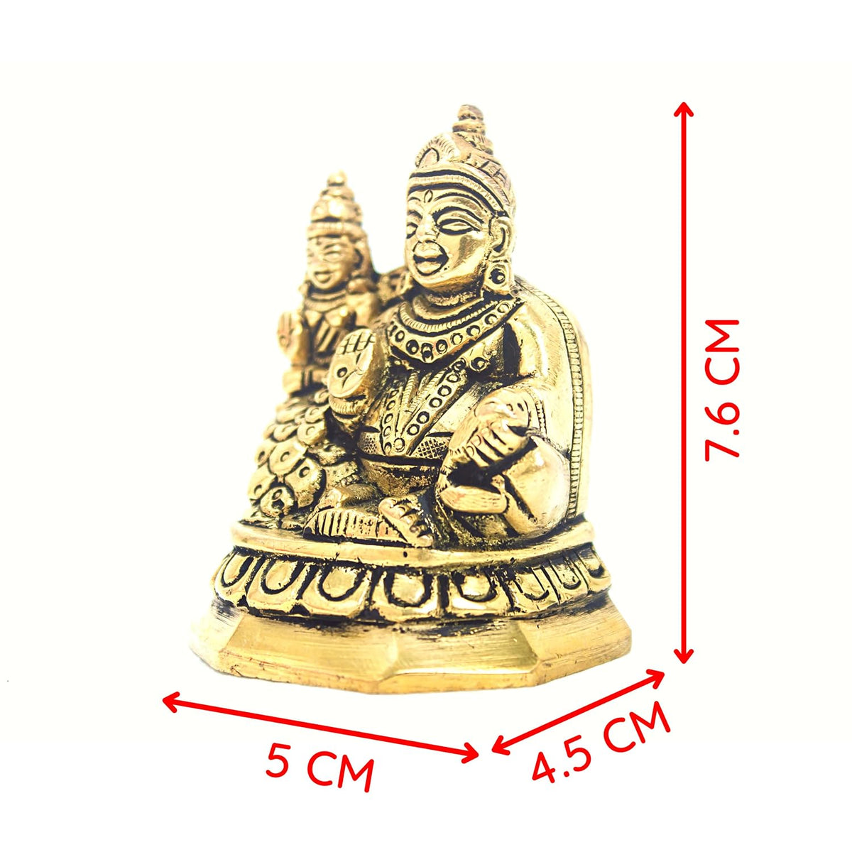 Aalayam Selveer Kuber Lakshmi Idol | Kuber Laxmi Murti | Lakshmi Kubera Statue Brass Height 7.6cm Gold Colour 1 Piece