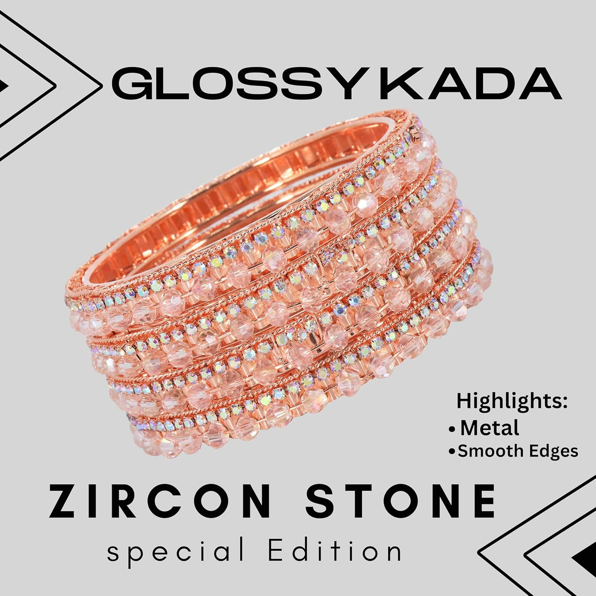 NMII Premium Alloy Metal Kada Set with Shiny Diamond Stone For Women & Girls | Fancy Latest Women's Kangan Stylish | Beautiful Girl's Bangles For Wedding, Party, Daily, Gift - Set Of 4