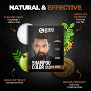 BEARDO Beard & Hair Shampoo Color | Natural Brown | 100% Grey Coverage | 5 Minute Hair Colour | Ammonia Free | With Natural Actives | No Stain Beard Colour | 20ml X 5