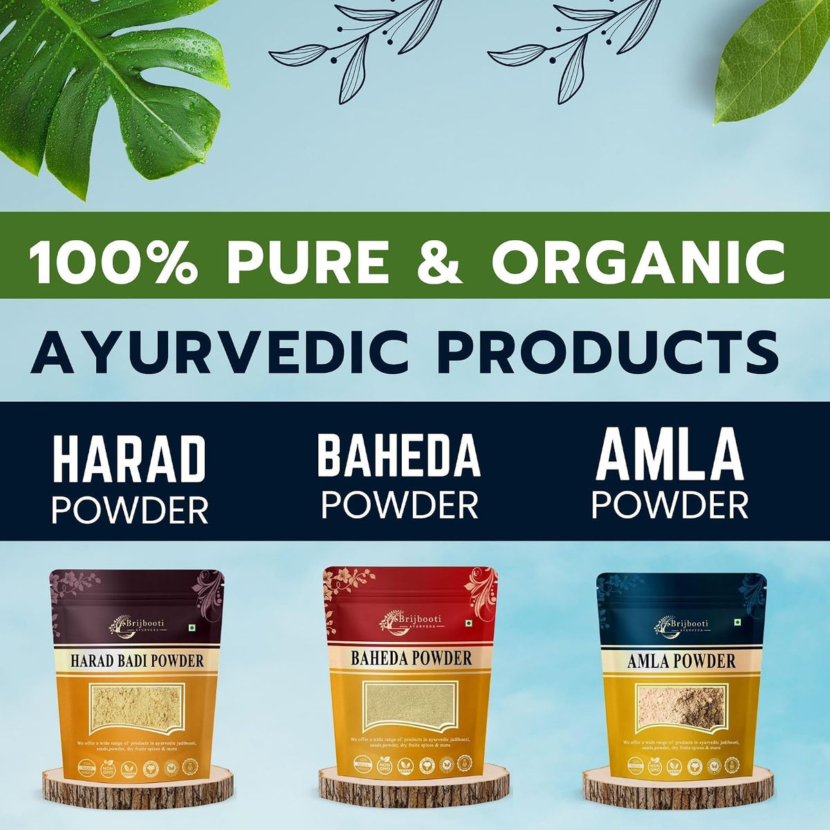 BrijBooti Harad - Baheda - Amla Powder 100 Gr Each