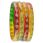 NMII Transparent Glass Bangles Kada Set For Women & Girls with Sparkling Golden Zircon Diamonds & Beads | Latest Girls Bangles Kangan Chudiyan | Daily, Wedding, Party, Office Jewellery