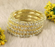 NMII Premium Alloy Metal Kada Set with Shiny Diamond Stone For Women & Girls | Fancy Latest Women's Kangan Stylish | Beautiful Girl's Bangles For Wedding, Party, Daily, Gift - Set Of 4