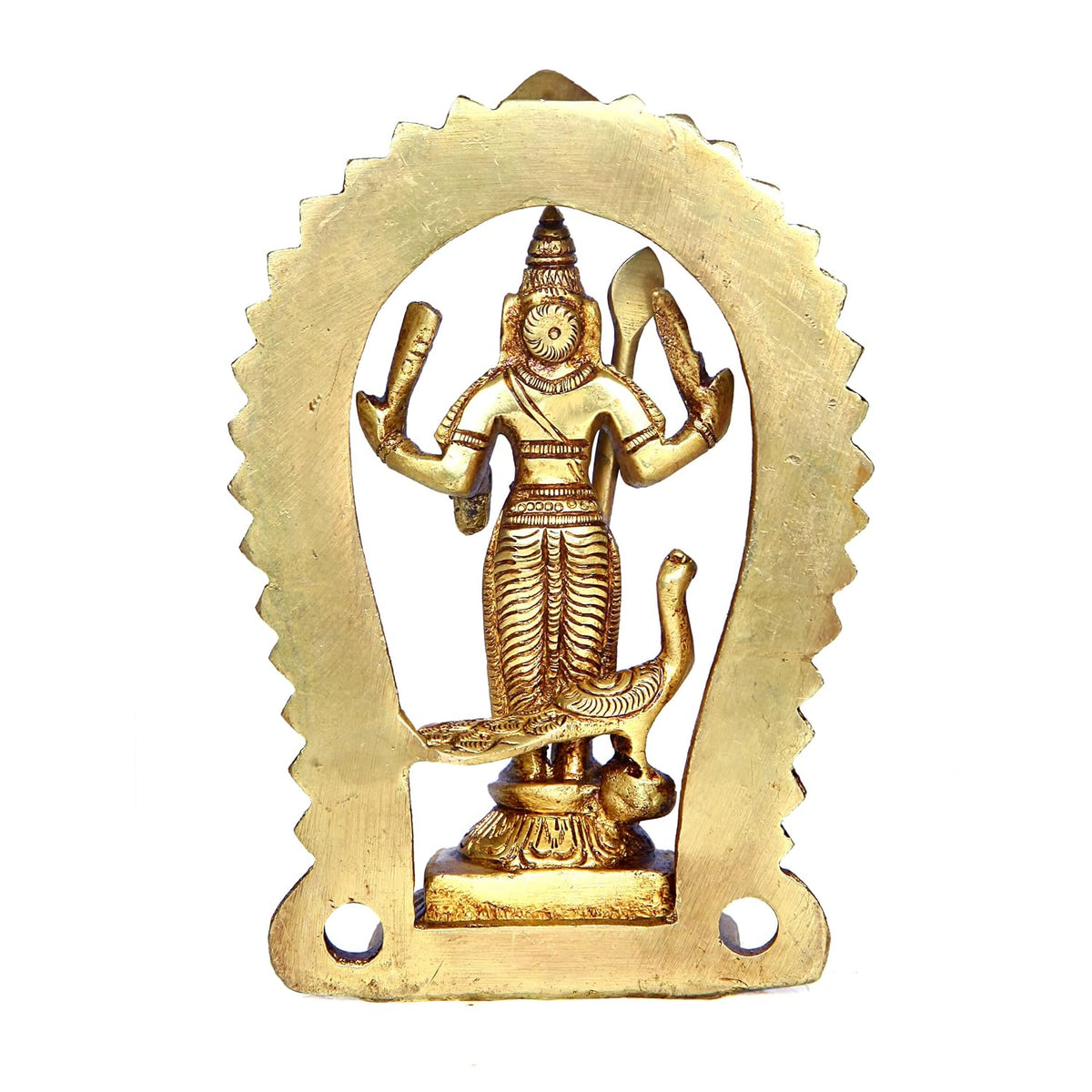 Aalayam Selveer Murugan Idol | Murugar Statue | Kumaraswamy Idol Brass | Lord Kartikeya Idol | Subrahmanya Swami Idol 12.5cm Height Brass Gold Colour 1 Piece