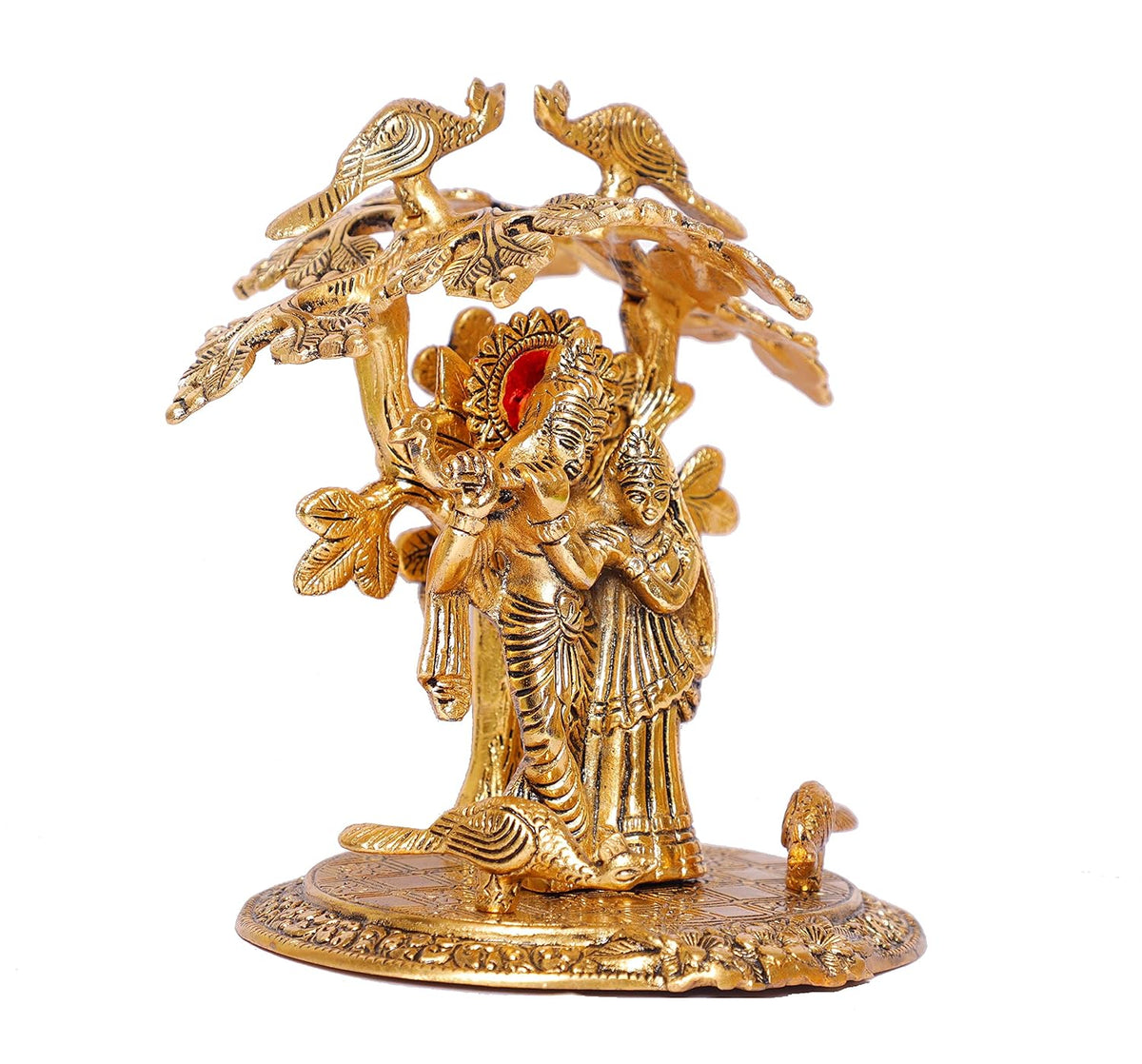 KridayKraft Radha Krishna Standing Playing Flute Under Tree idol Metal Statue Gold Antique Finish for Pooja & Home,Office Decorative,Radha Krishna Murti Showpiece Figurines,Religious idol Gift Article...