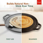 Parage IronCraft Cast Iron Dosa Tawa 30 cm, 4.2 mm Thick Heavy Iron Tawa 3 Kg, Pre-Seasoned Naturally Non Stick, Roti, Chapati, Uttapam Pan, Gas & Induction Compatible, Chemical Free