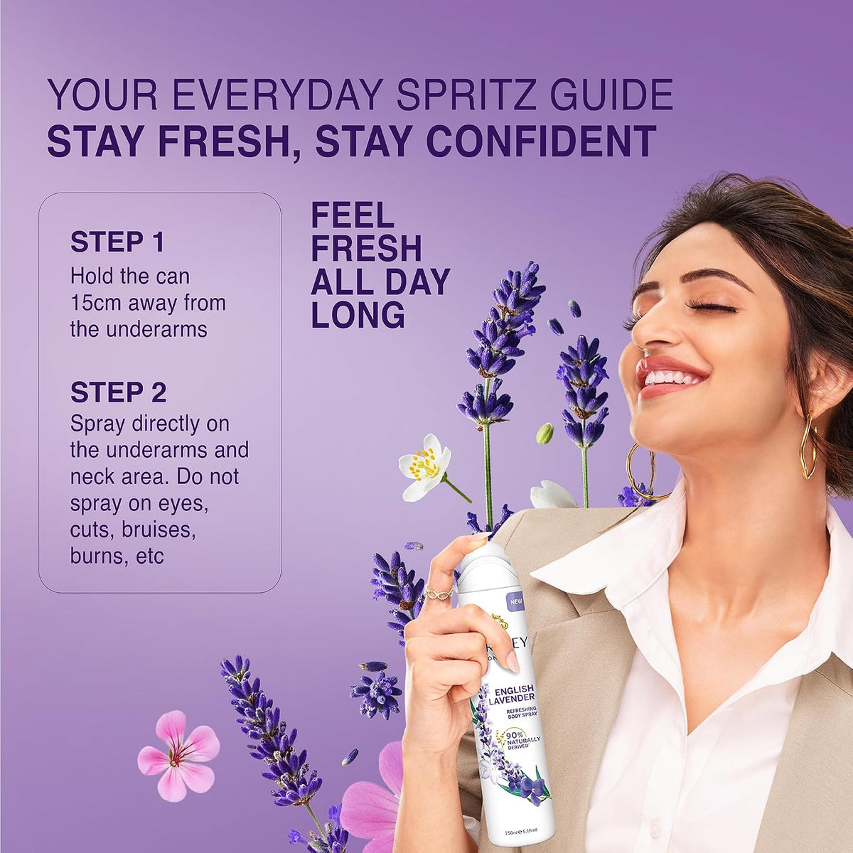 Yardley London English Lavender Refreshing Deodorant Body Spray For Women, 150ml