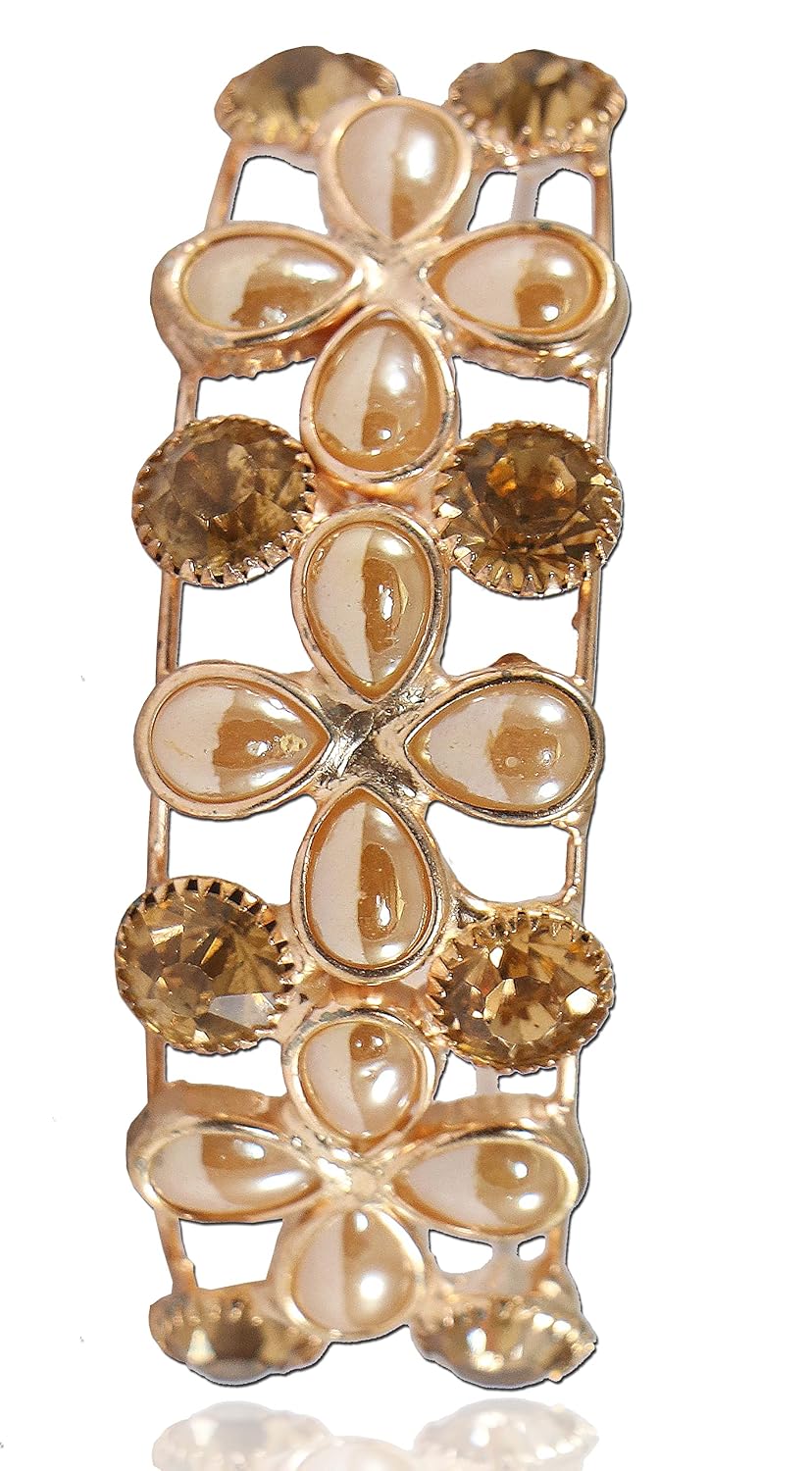 NMII Stylish Gold Plated Charm Pearls & Stone Bracelet For Women and Girls