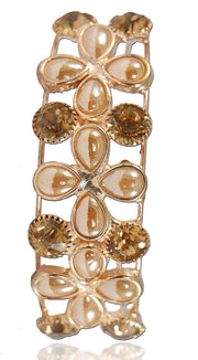 NMII Stylish Gold Plated Charm Pearls & Stone Bracelet For Women and Girls