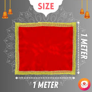 Bhakti Lehar Solid (1 M) Satin Puja Cloth |for Puja Table, God Chowki Aasan, Temple, Mandir And Multipurpose Use (Set of 2) (Red Yellow)