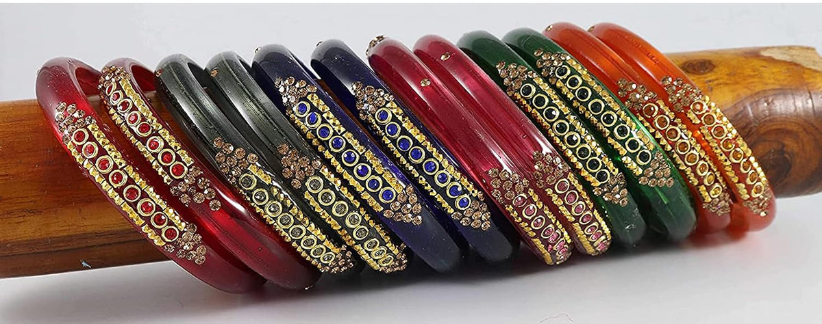 NMII Colourful Women's Bangles Set Studded with Zircon Gemstone & Beads | Daily use, Wedding, Party, Office | Bangles For Women Traditional | Girls fashion Jewellery
