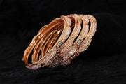 NMII Alloy Metal Golden Bangles Set For Girls & Women Studded Pearls, Beads and Chain | Stylish Bangles Set | Fancy Bangles Jewellery | Women's Bangle | (Pack of 4)