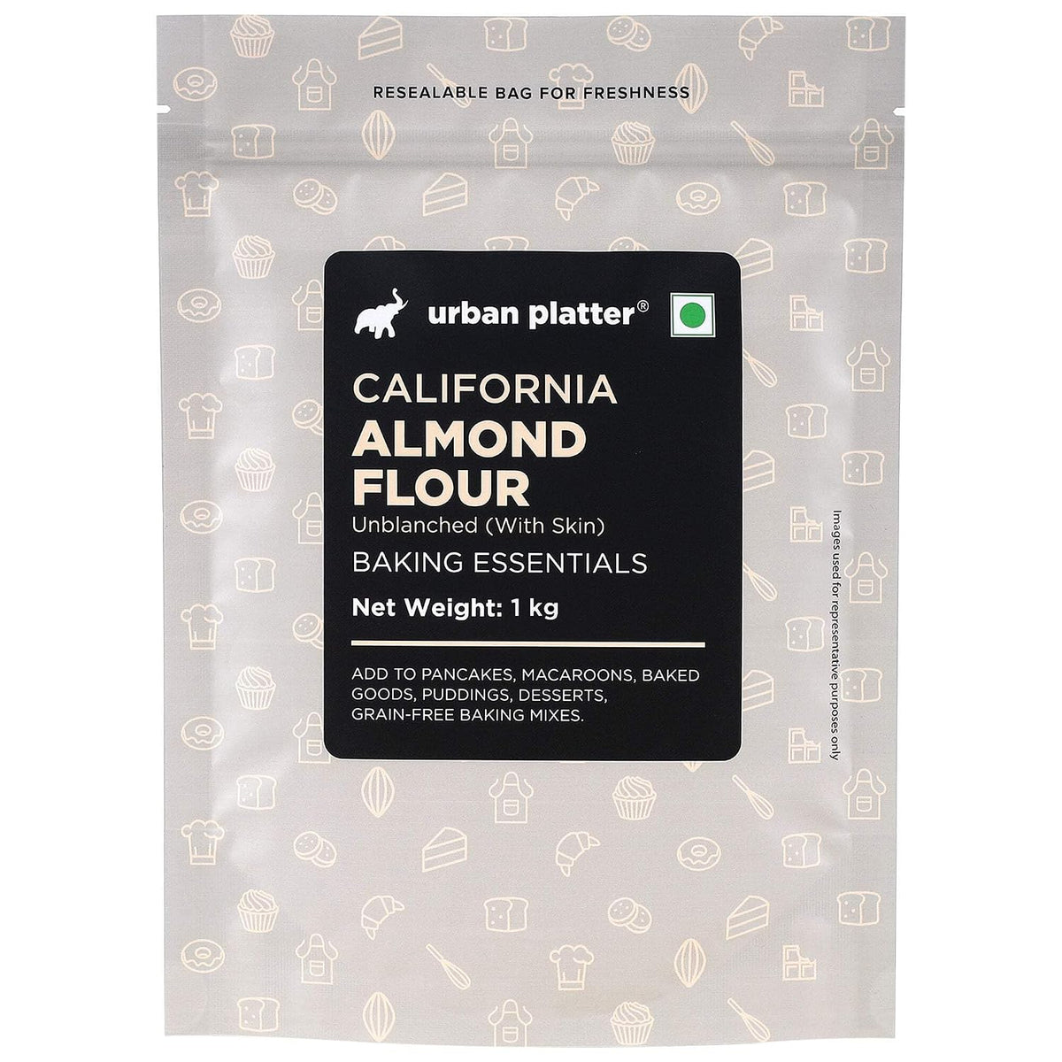 Urban Platter California Unblanched Almond Flour, 1kg (Naturally Gluten-free, Low-Carb, Ideal for Baking & Keto Recipes)
