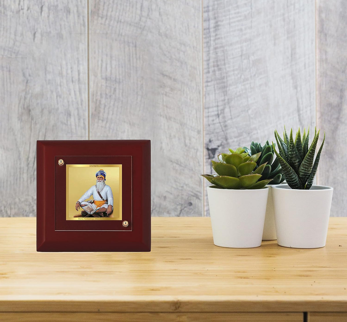 DIVINITI Baba Deep Singh Ji 24K Gold Plated MDF Photo Frame|Premium Religious Table Top Frame for Home, Office & Prayer Room|Luxury Spiritual Gift Item for Housewarming, Festive Gifting|10 x 10 CM