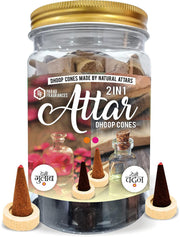 Parag Fragrances Natural Fragrance Dhoop Cones for Home Fragrance and Worship (2 in 1 Attar Cones)