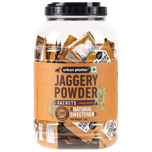 Urban Platter Jaggery Powder Sachets, 1Kg / 35.2oz [200 Sachets, 5 Grams Each]