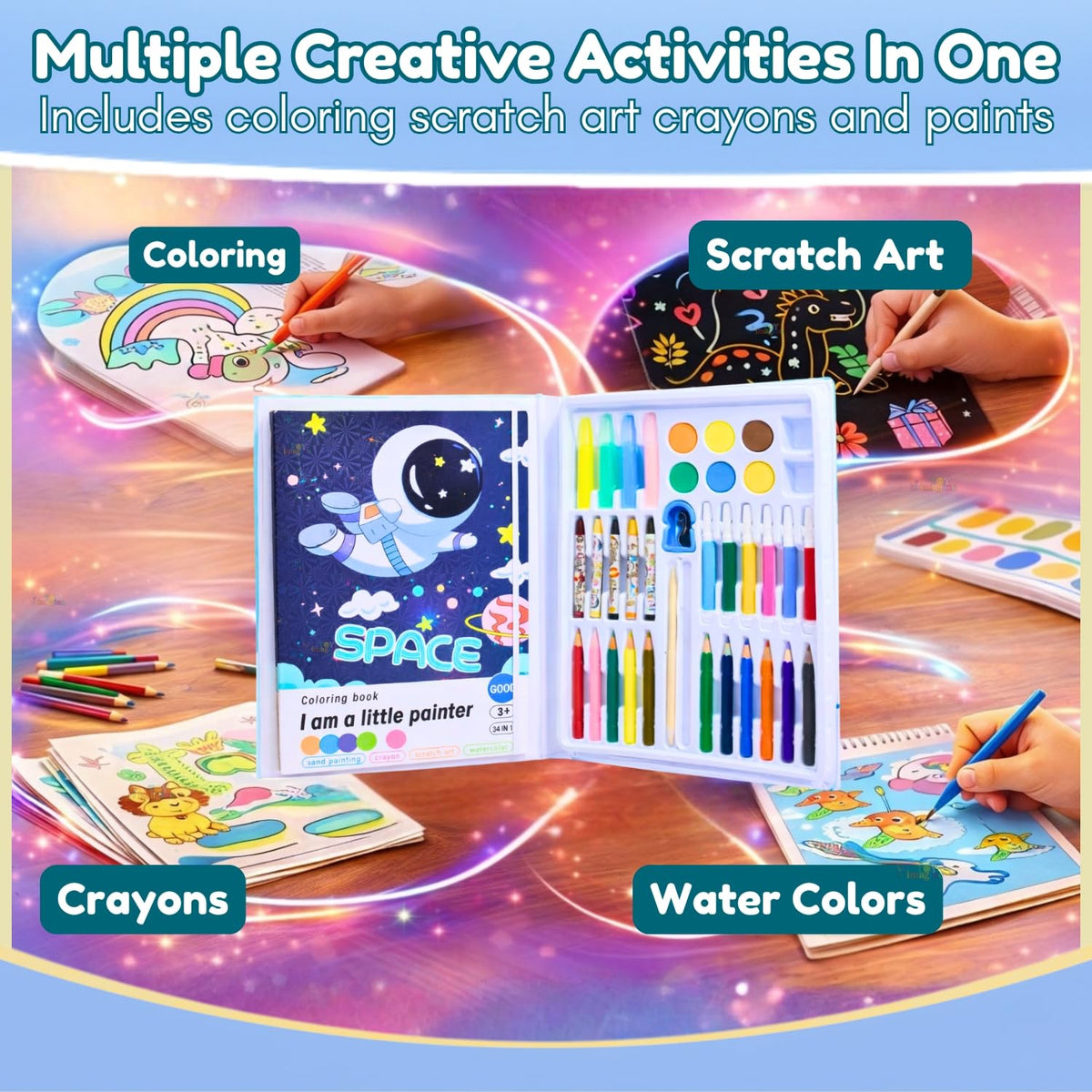 Toy Imagine Coloring Book Art Kit for Kids 6-12 with Crayons & Pencils