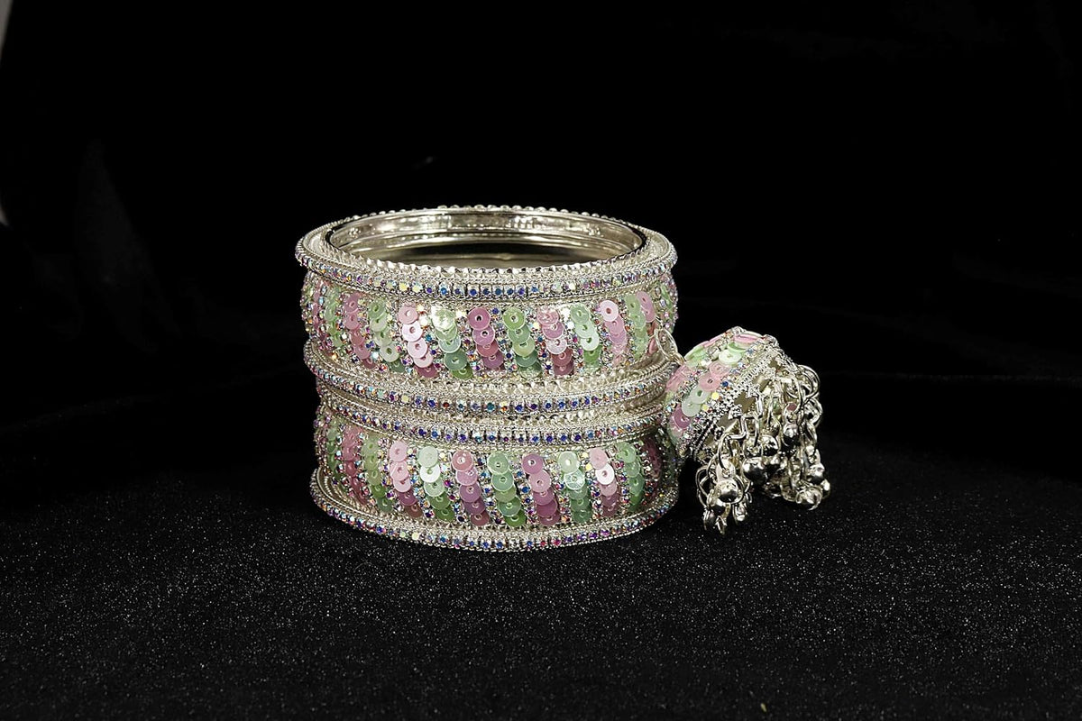 NMII Ethnic Wear Bangles Gold-Tone Alloy with Musical Ghungroo Charms | Women Fashionable Jewelry | Designer Bracelet Bangles For Girls | Viral Kashmiri Chudiya for Weddings, Festivals & Parties