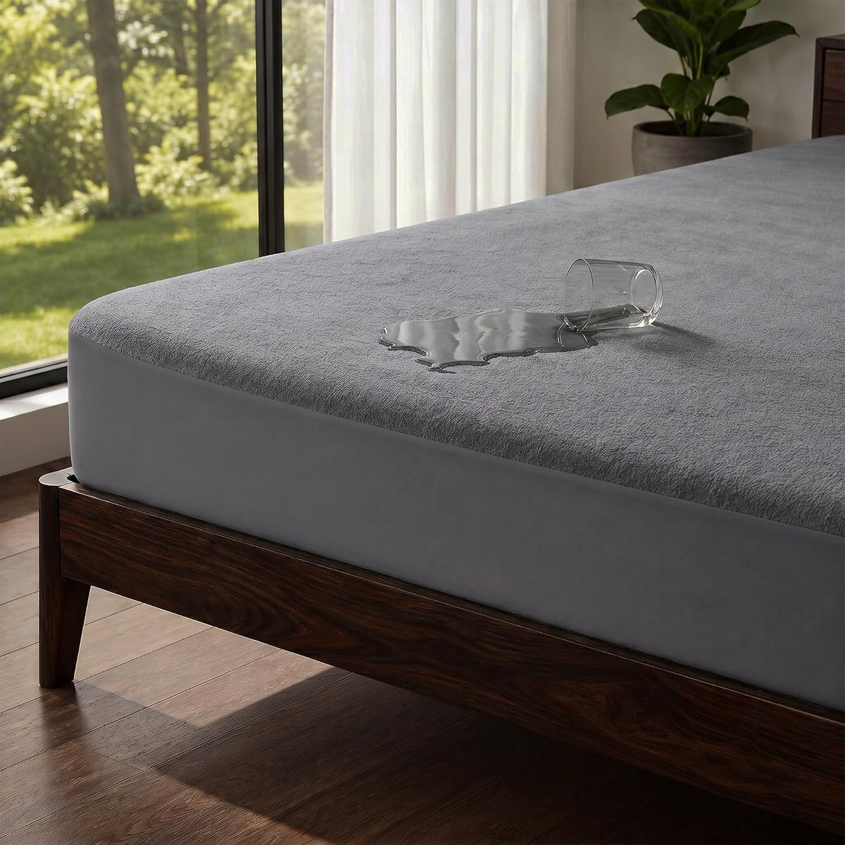 OYO BABY 100% Waterproof Premium Cotton Feel Terry Mattress Protector King Size | Ultra Soft, Breathable & Hypoallergenic Fitted Bed Cover | Mattress Cover King Size -78x72 Inch (6x6.5 Ft), Grey