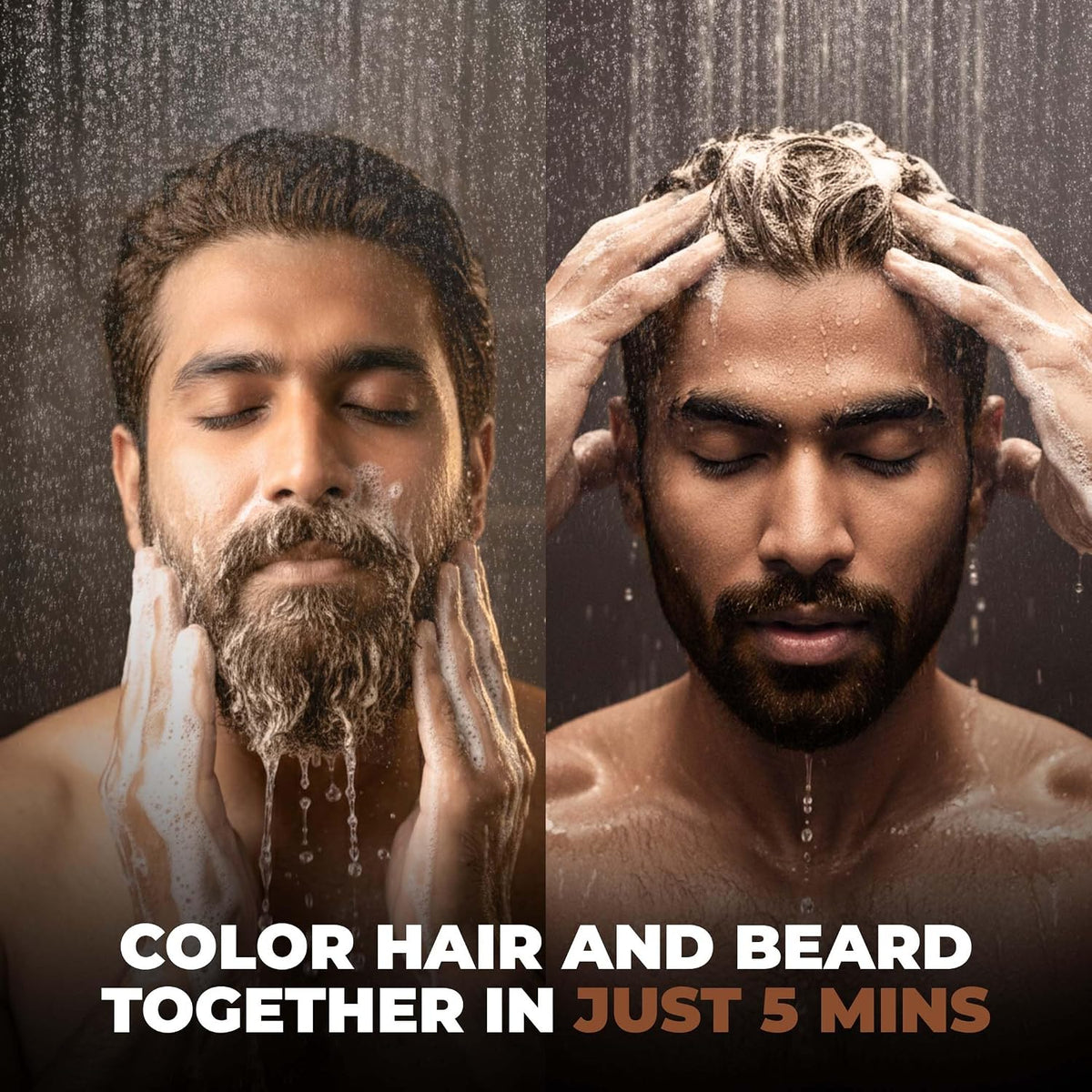 BEARDO Beard & Hair Shampoo Color | Natural Brown | 100% Grey Coverage | 5 Minute Hair Colour | Ammonia Free | With Natural Actives | No Stain Beard Colour | 20ml X 5