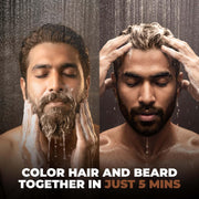 BEARDO Beard & Hair Shampoo Color | Natural Brown | 100% Grey Coverage | 5 Minute Hair Colour | Ammonia Free | With Natural Actives | No Stain Beard Colour | 20ml X 5