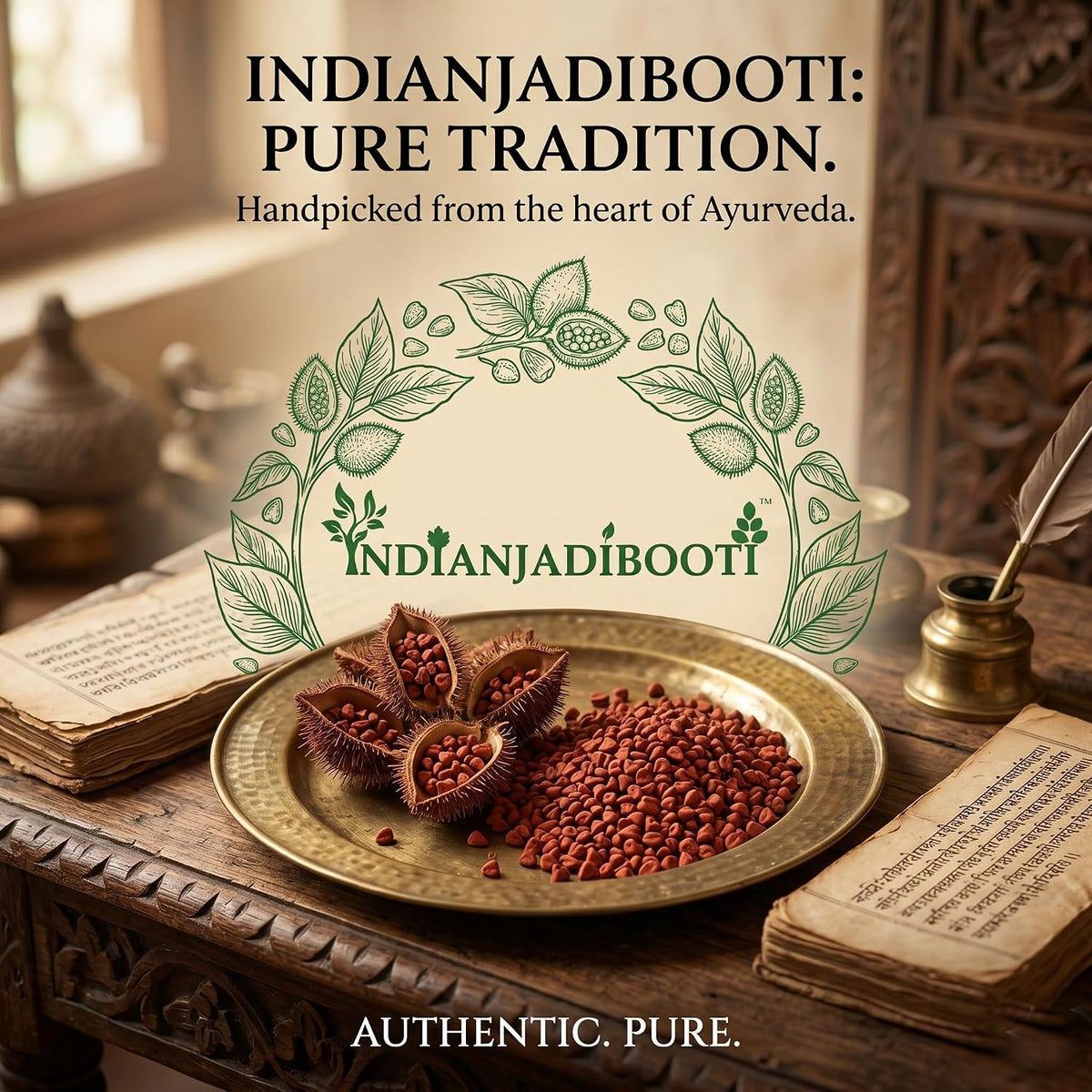 IndianJadiBooti Pure Annatto Seeds (Achiote) | 100% Natural Red Food Color & Earthy Spice for Cooking, Gravies & DIY Cosmetics (100 Grams)