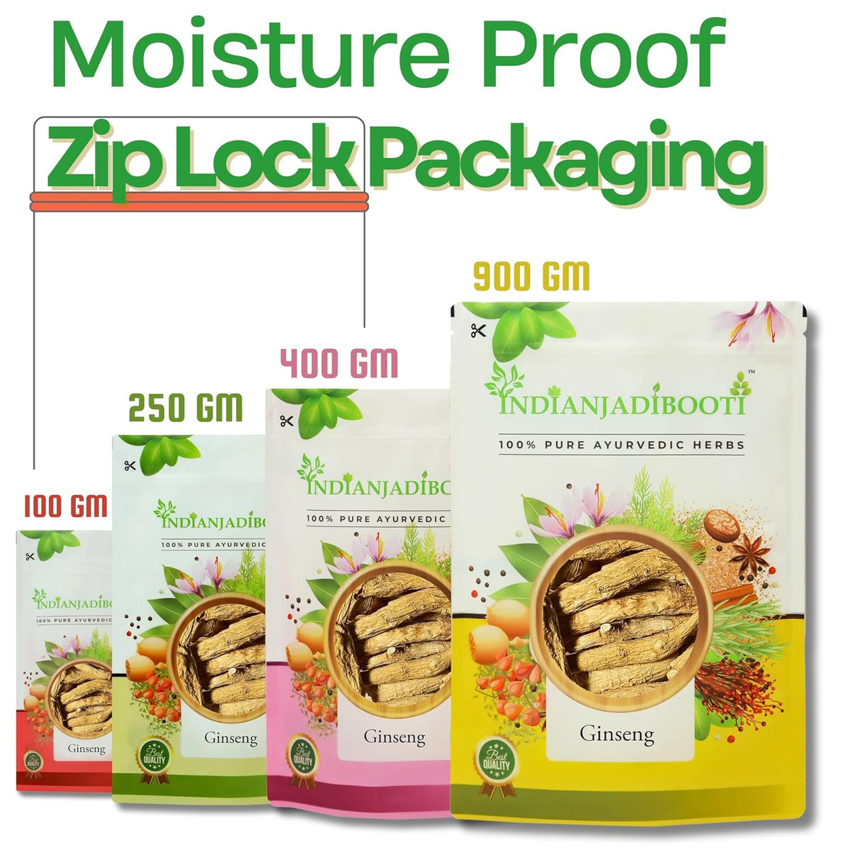 IndianJadiBooti Premium Ginseng Root Whole | Supports Natural Energy & Vitality | 100% Raw, Natural & Authentic Jadi Booti (20 Grams)