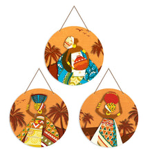 Artvibes African Village Warli Round Wall Hanger Set of 3