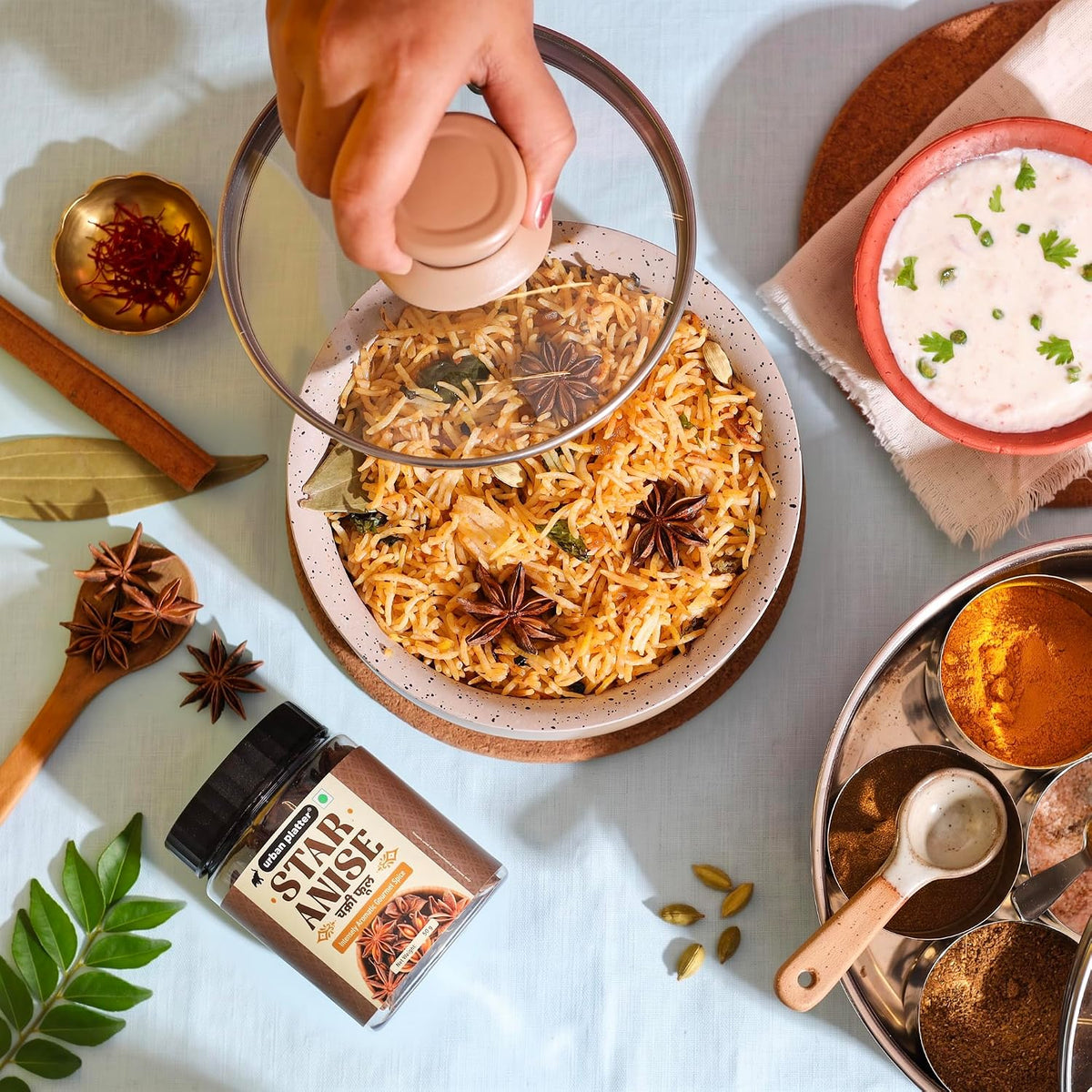 Urban Platter Star Anise, 50g (Chakri Phool | Warm, Licorice like Flavour | Highly Aromatic Spice used in Biryanis, Broths, Asian Cuisine & Baking)