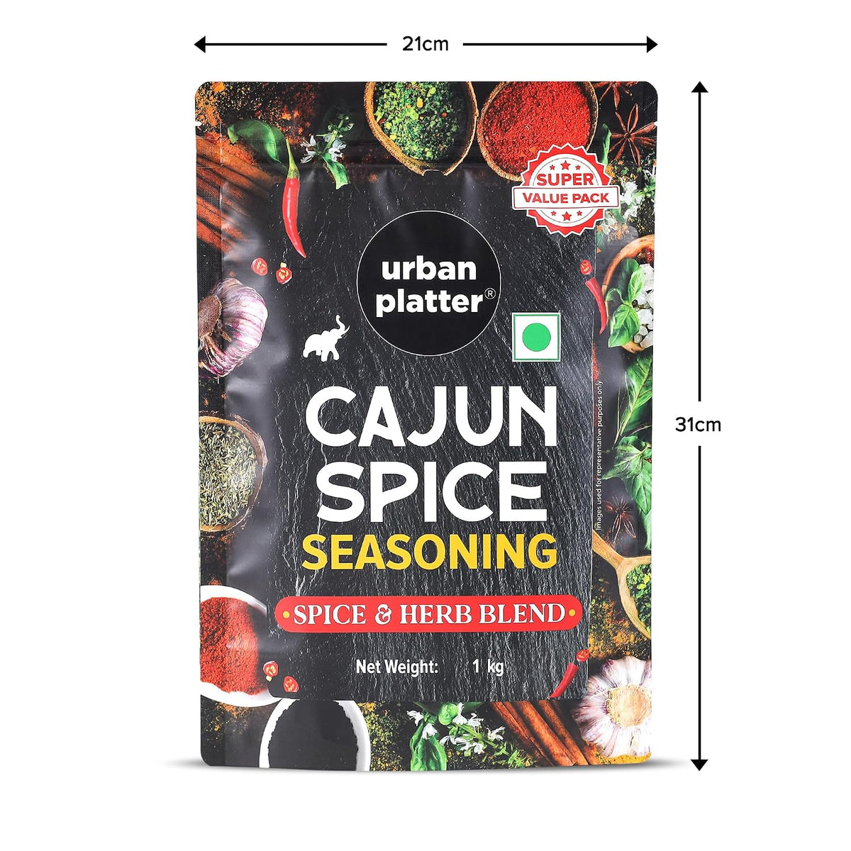 Urban Platter Cajun Spice Seasoning, 1 kg (Bold Blend of French, African and Southern American Flavours | Spicy and Aromatic | Great for Fries, Grills and Stir-Fries | Super-Value Pack)